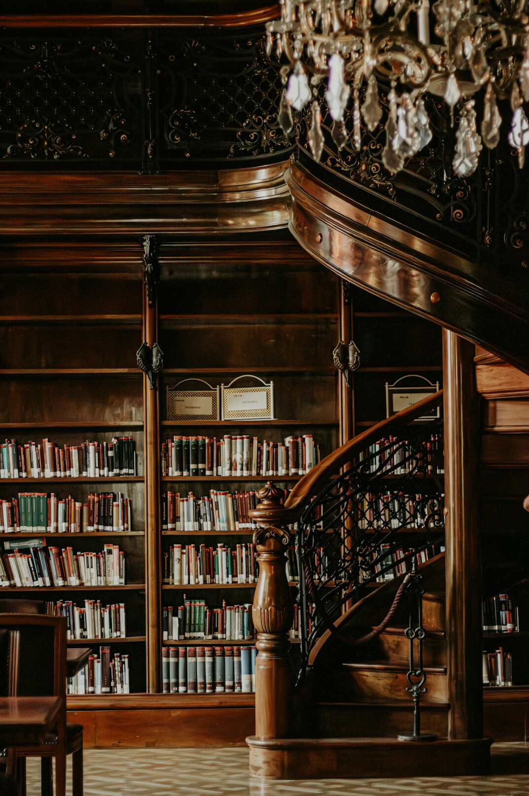 castle library with books